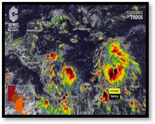 Vigilancia meteorológica: Vaguada inducida al interior de la Península de Yucatán.