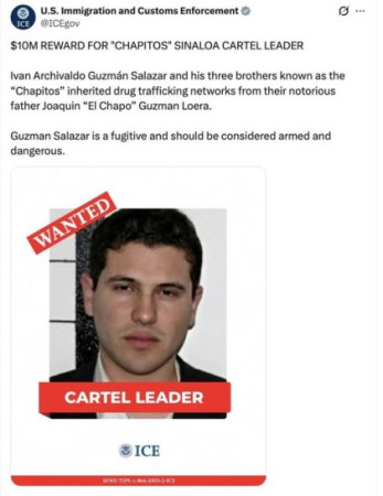 Vigente en EUA, recompensa de 10 mdd por Iván Archivaldo Guzmán, hijo de "El Chapo"